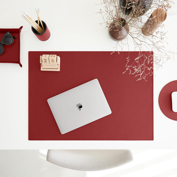 Eglooh - Iris - Taschenleerer aus echtem Leder Ferrari Rot - Schreibtisch-Organizer mit modernem Des