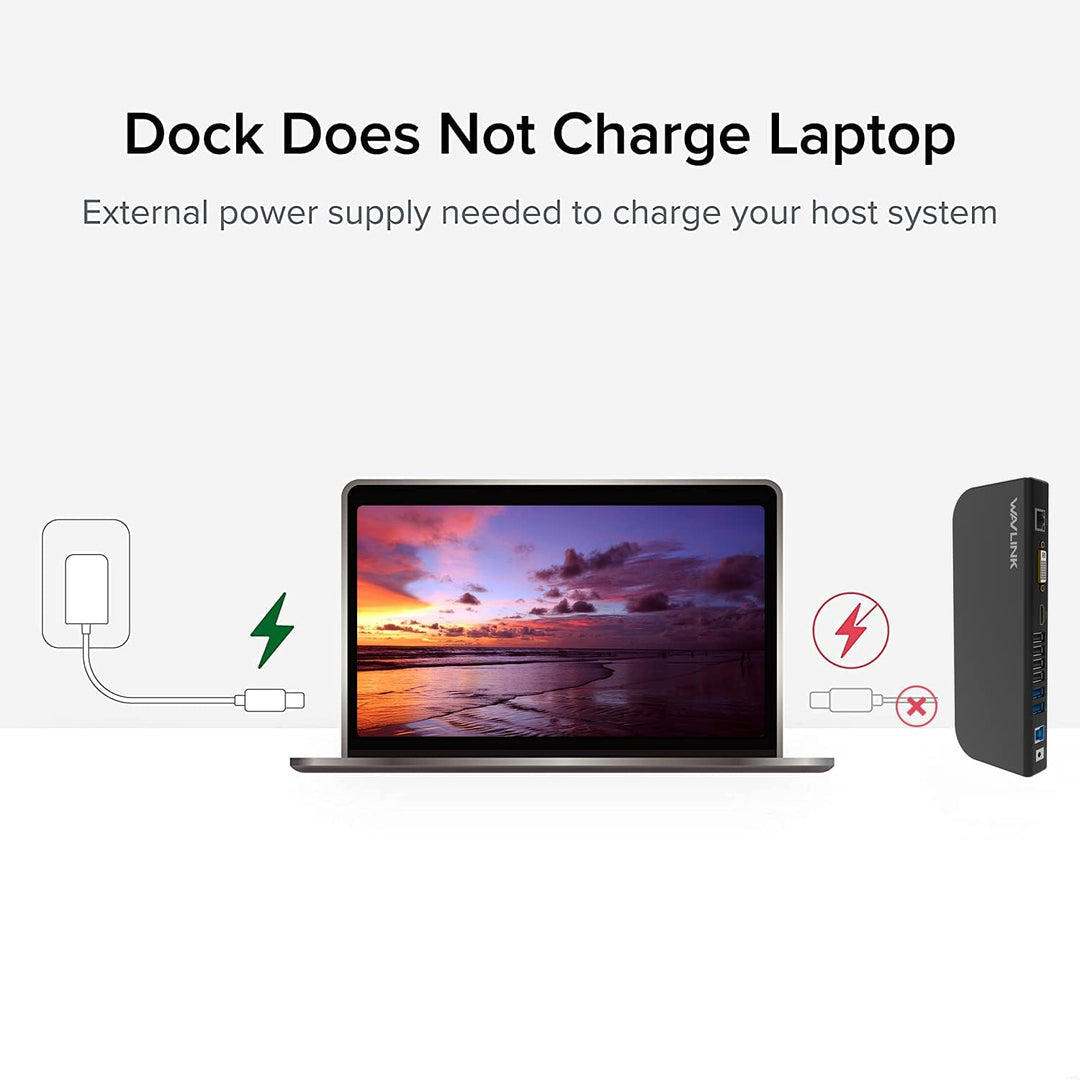 WAVLINK USB 3.0 / USB C Universelle Laptop-Dockingstation, Dual-HDMI-Monitor für Windows und Mac, (D