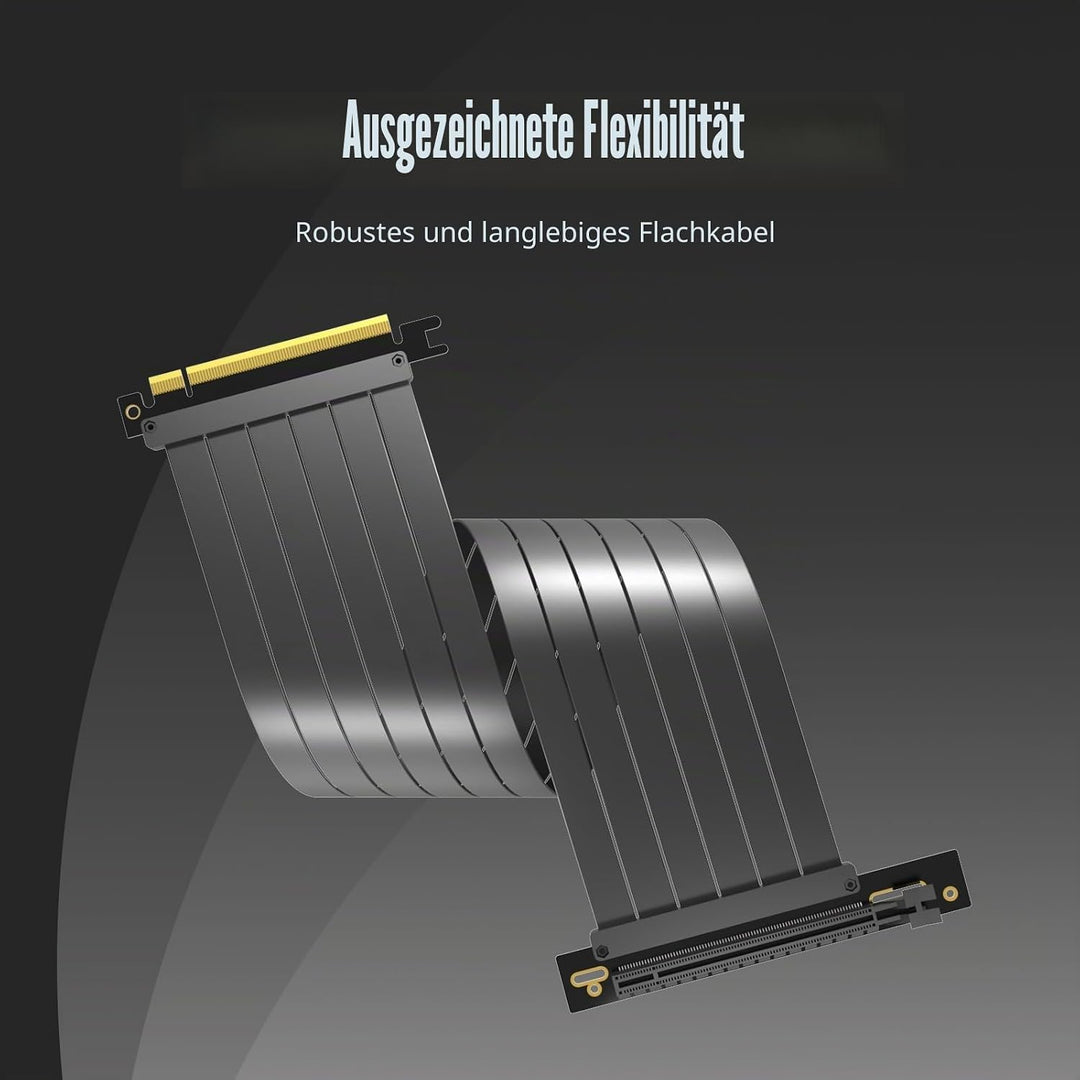 GLOTRENDS 300mm PCIe 3.0 X16 Riser Kabel, Buchse 90 Grad rechter Winkel, kompatibel mit Gen 3 GPUs,
