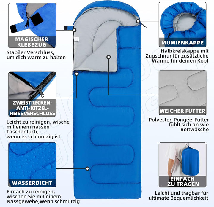 UnderwoodAggregator Schlafsäcke für Erwachsene und Kinder -Ultraleichter Schlafsack 3 Saison für kal