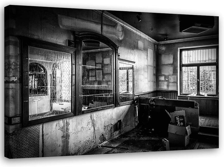 Feeby Bild auf Leinwand für Wohnung Kunstdruck modern schwarz-weiss 80x60 cm Leinwandbild 80x60 cm s