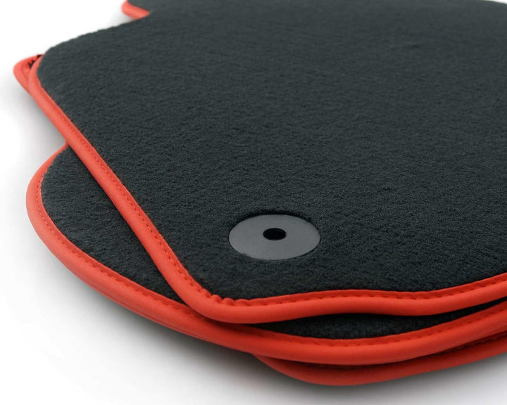 Fussmatten passend für Golf 4 Velours Premium Automatten schwarz 4-teilig Nubuk rot