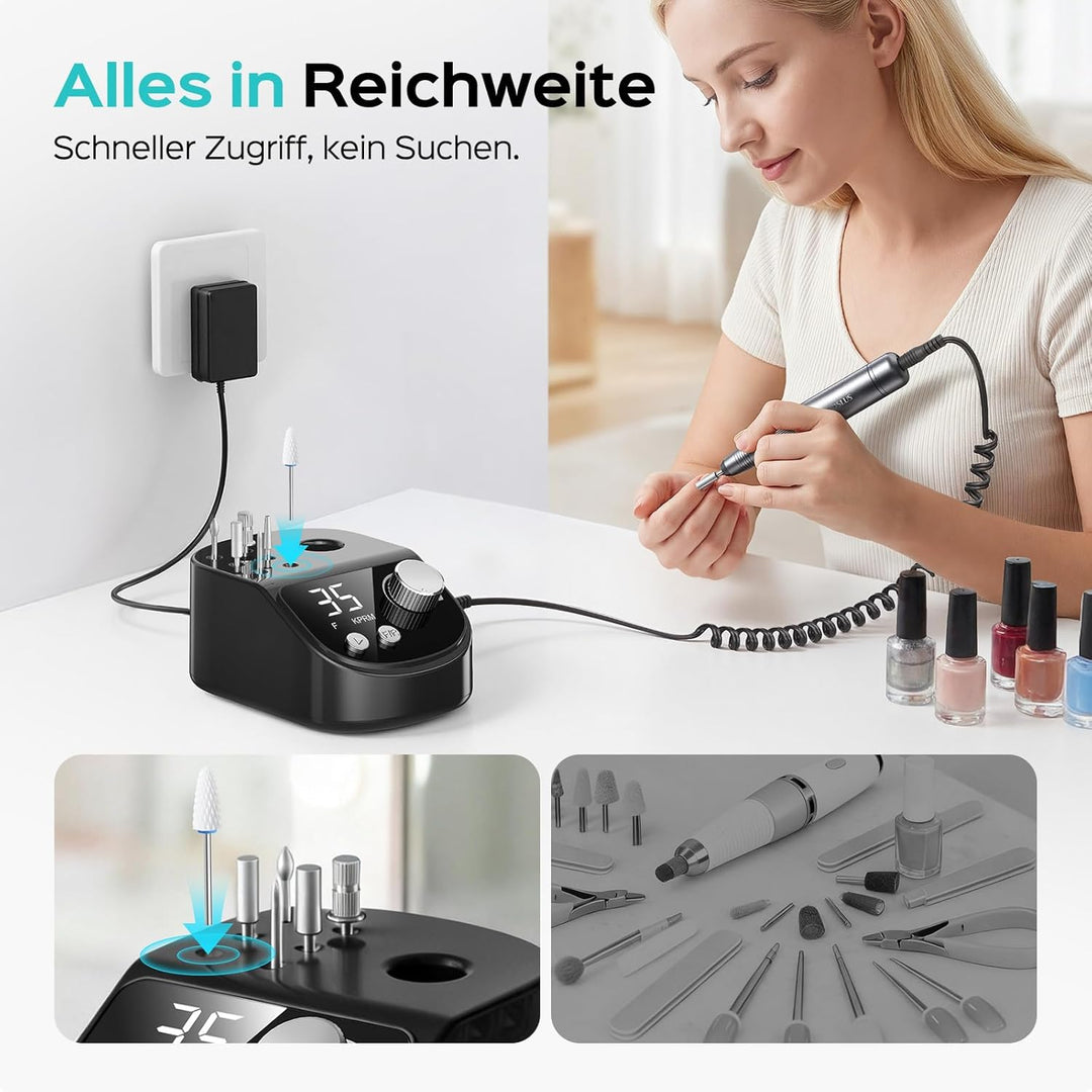 COSLUS E50 Nagelfräser Professionell Set 35000 U/min: Nagelfräser für Gelnägel Elektrische Nagelfeil