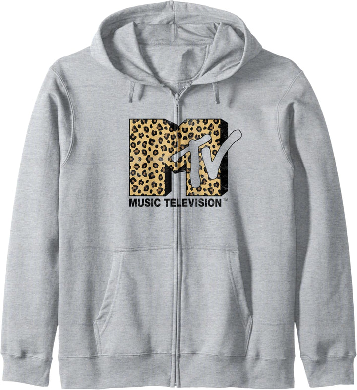 MTV Leopard Pattern Fill Logo Kapuzenjacke
