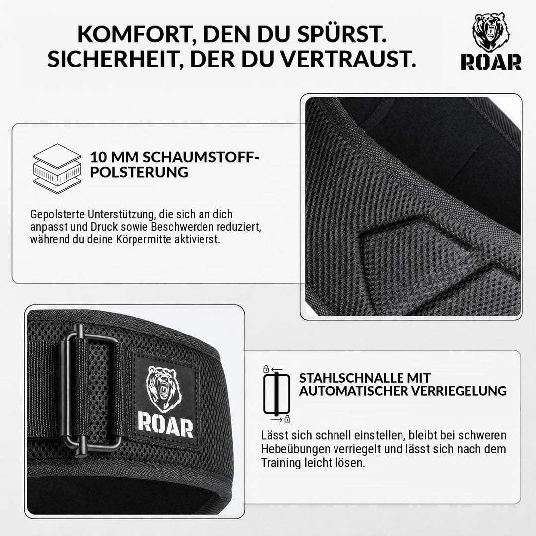 Roar® Gewichthebergürtel Herren und Damen, Lifting Belt for Gym, Powerlifting Gürtel Gewichtheben, W