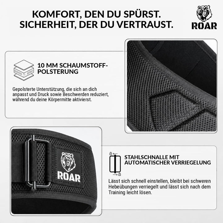 Roar® Gewichthebergürtel Herren und Damen, Lifting Belt for Gym, Powerlifting Gürtel Gewichtheben, W
