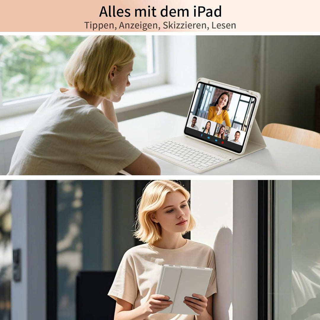GKABXY Hülle mit Tastatur für iPad A16 11 Generation 2025/10 Generation 2022(11/10.9 Zoll), Soft TPU