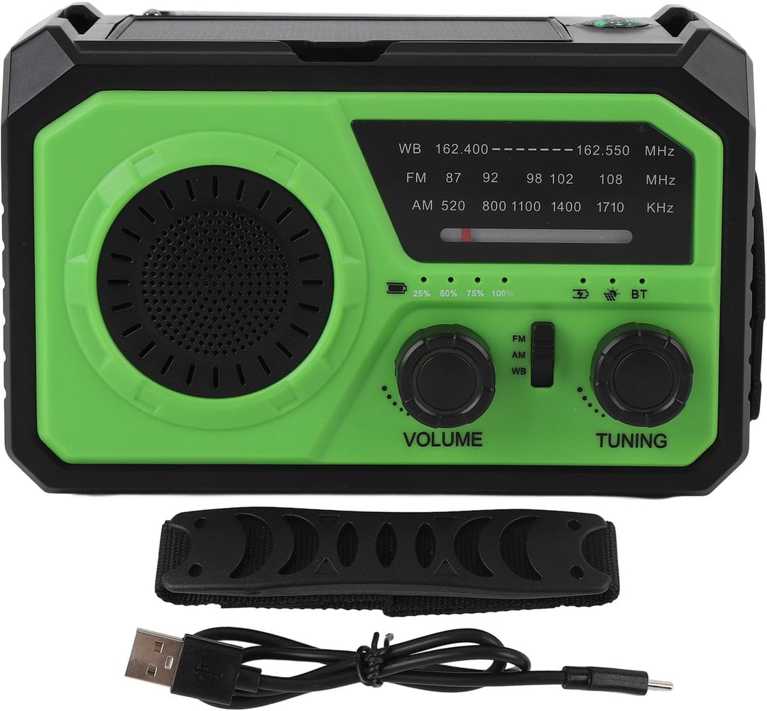 Notfall-Kurbelwetter-Radio mit 16.000 MAh-Akku, 3 Ladeoptionen, Solarradio mit Kompass, Taschenlampe