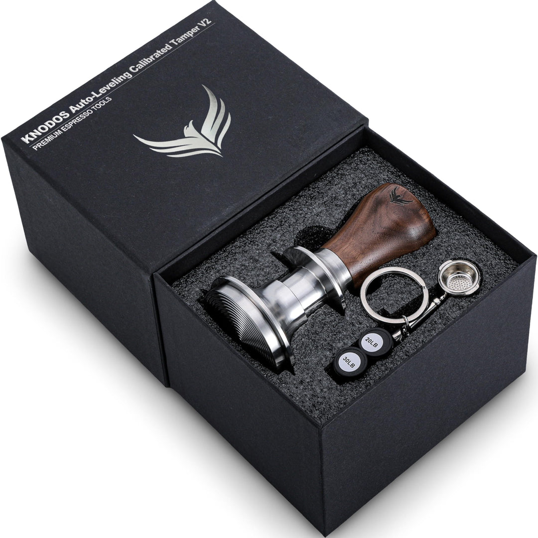 58.5mm Kaffeetamper – Espresso Tamper für 58mm Körbe – maximale Randabdeckung, kalibriert, selbstniv