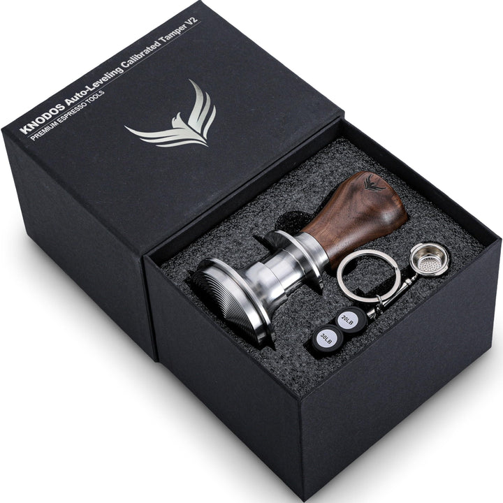 58.5mm Kaffeetamper – Espresso Tamper für 58mm Körbe – maximale Randabdeckung, kalibriert, selbstniv