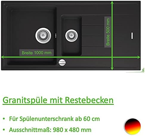 Victory S1000 Granitspüle 100x50cm Küchenspüle Einbau Spülbecken ab 60er Schrank inkl. Drehexcenter