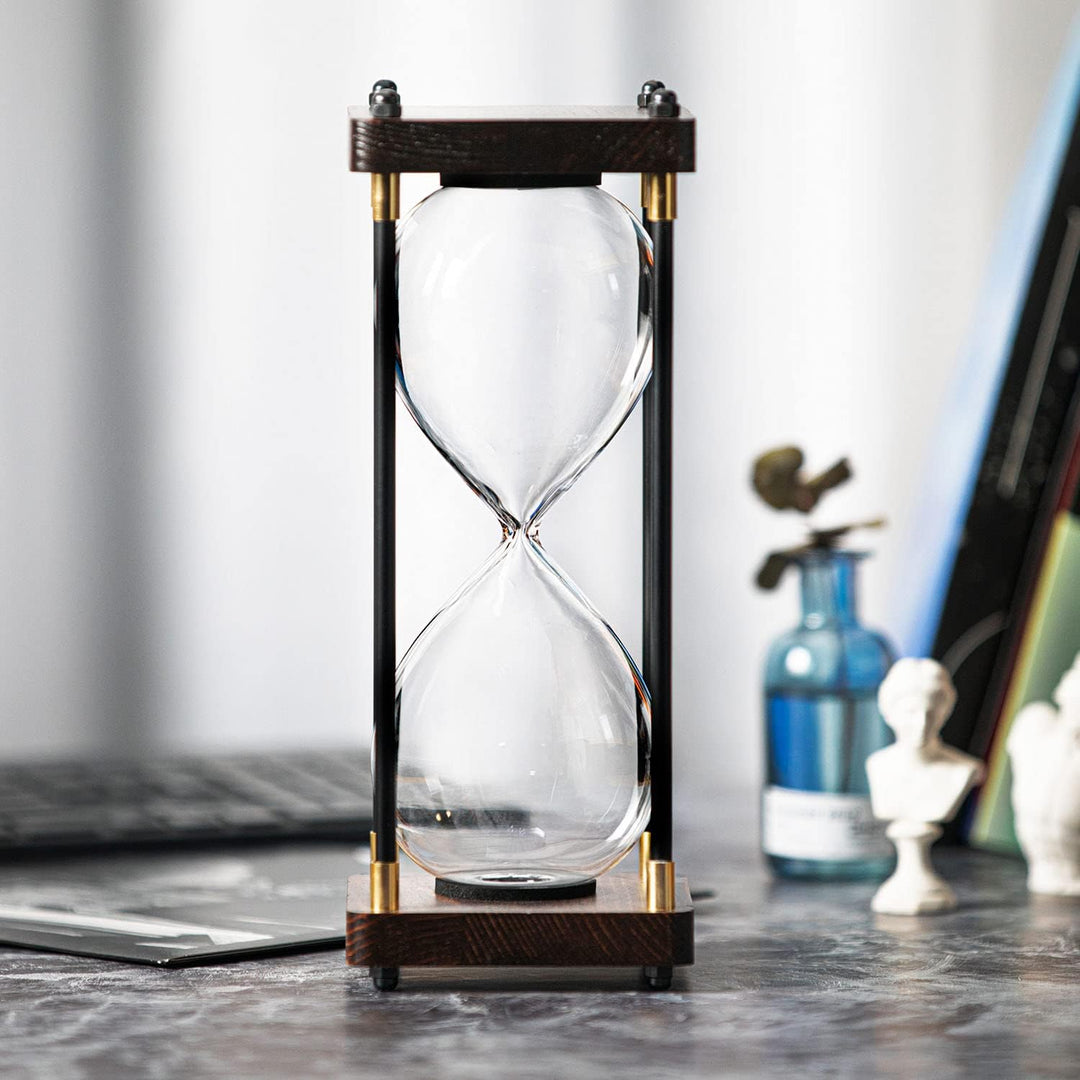 Befüllbare Sanduhr, schwarzer Holzrahmen, dekorativer Sanduhr (leere Sanduhr, grosse Grösse)