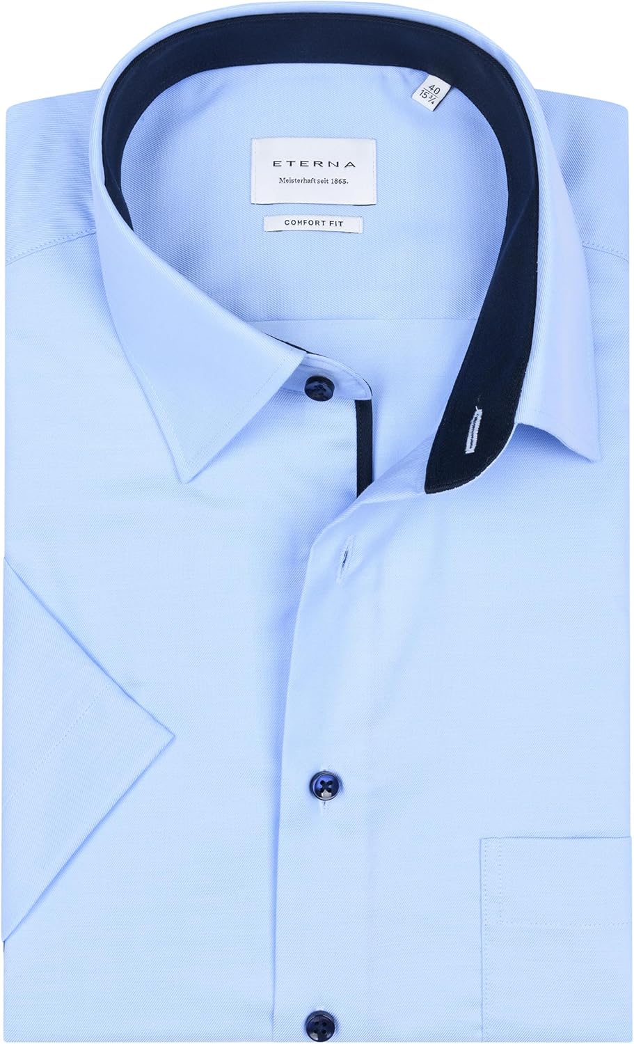 ETERNA Herren Businesshemd Kurzarm Comfort FIT | Uni | Bügelfrei | Kent Kragen 43 Hellblau_(11)_, 43