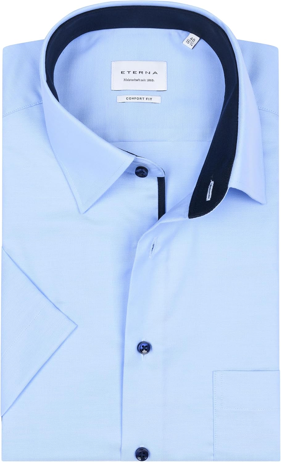 ETERNA Herren Businesshemd Kurzarm Comfort FIT | Uni | Bügelfrei | Kent Kragen 43 Hellblau_(11)_, 43
