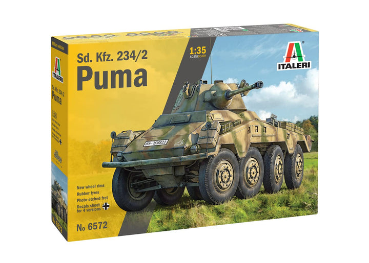 Italeri 6572 6572S 1:35 Dt. SdKfz. 234/2 Puma 8-Rad-originalgetreue Nachbildung, Modellbau, Plastik