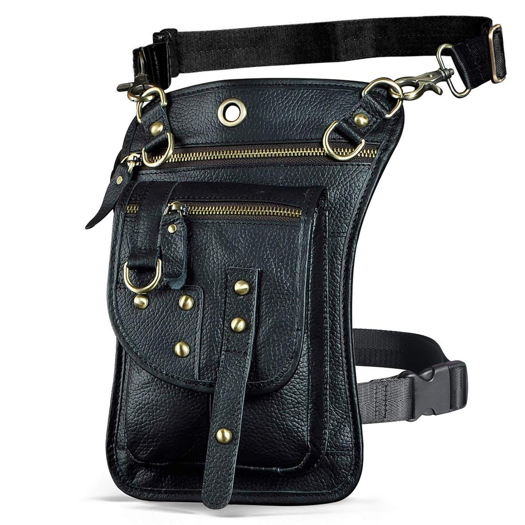 Le'aokuu Herren Echtes Leder Tasche Hüfttasche Gürteltasche Drop Leg Thigh Bag Hip Fanny Bum Belt We