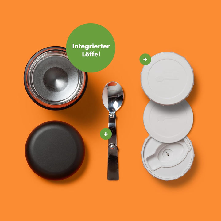 Reishunger Thermobehälter – 600 ml Fassungsvermögen – Thermobehälter mit integriertem Löffel – Hält