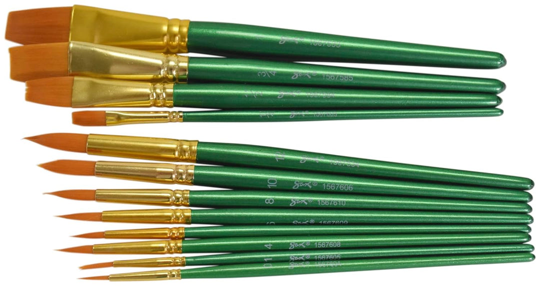 Saxophon optimale Golden Taklon kurzer Griff Pinsel – Verschiedene Grössen – Set aus 72 – Grün