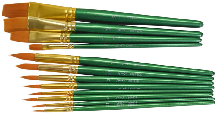 Saxophon optimale Golden Taklon kurzer Griff Pinsel – Verschiedene Grössen – Set aus 72 – Grün