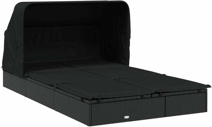 Festnight Sonnenliege 2 Personen mit Dach doppelliege Outdoor gartenliege 2 Personen Rattan gartenli