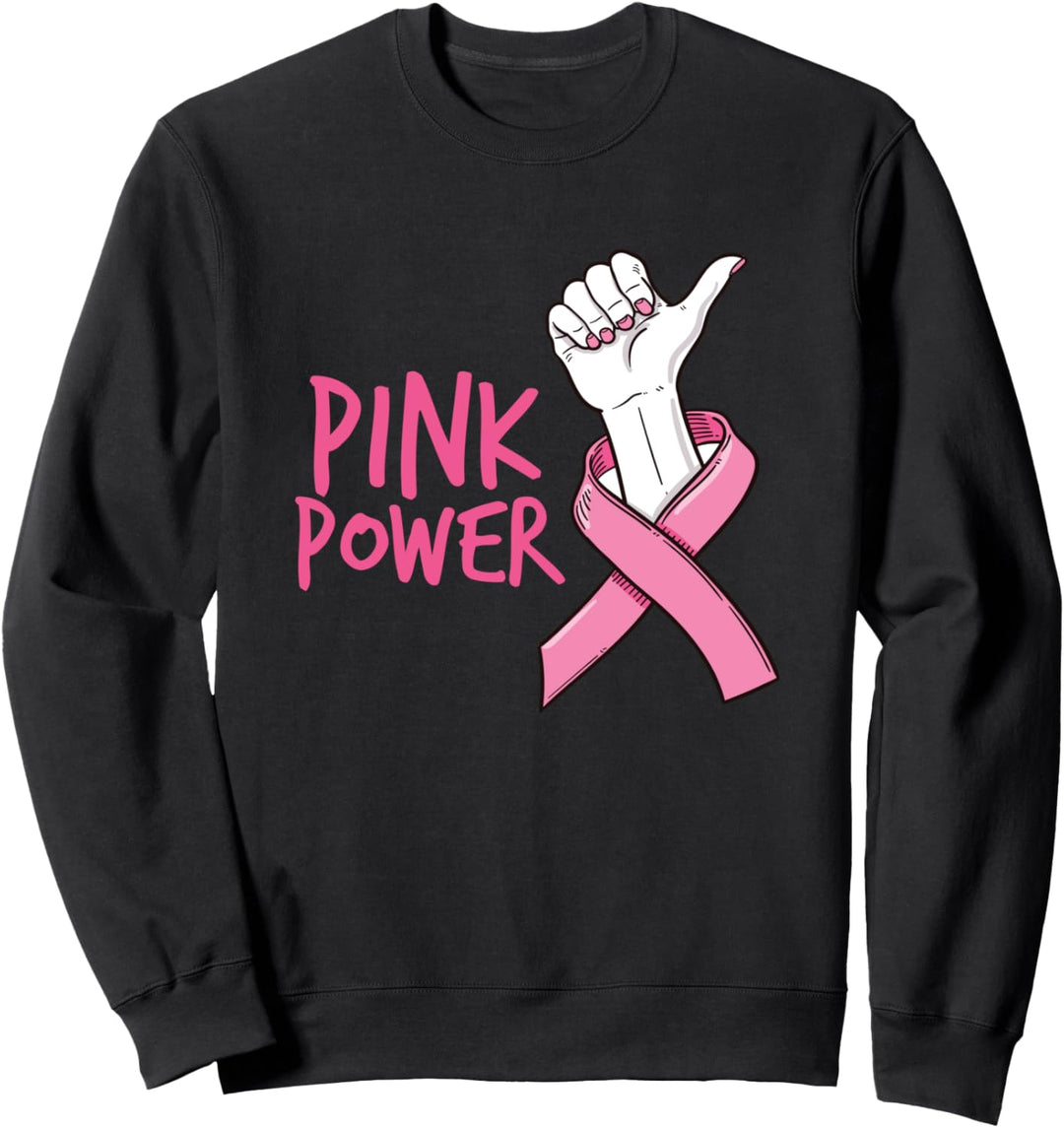 Niedliche Power-Hand rosa Schleife Brustkrebs-Bewusstseinsmo Sweatshirt