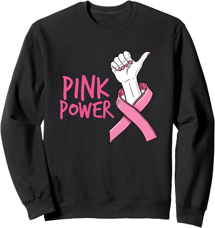 Niedliche Power-Hand rosa Schleife Brustkrebs-Bewusstseinsmo Sweatshirt