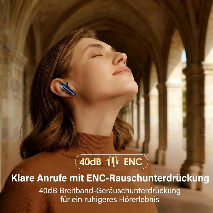 Bluetooth Kopfhörer, Kopfhörer Kabellos Bluetooth 5.4, Hi-Fi Sound in-Ear-Kopfhörer mit ENC Noise Ca