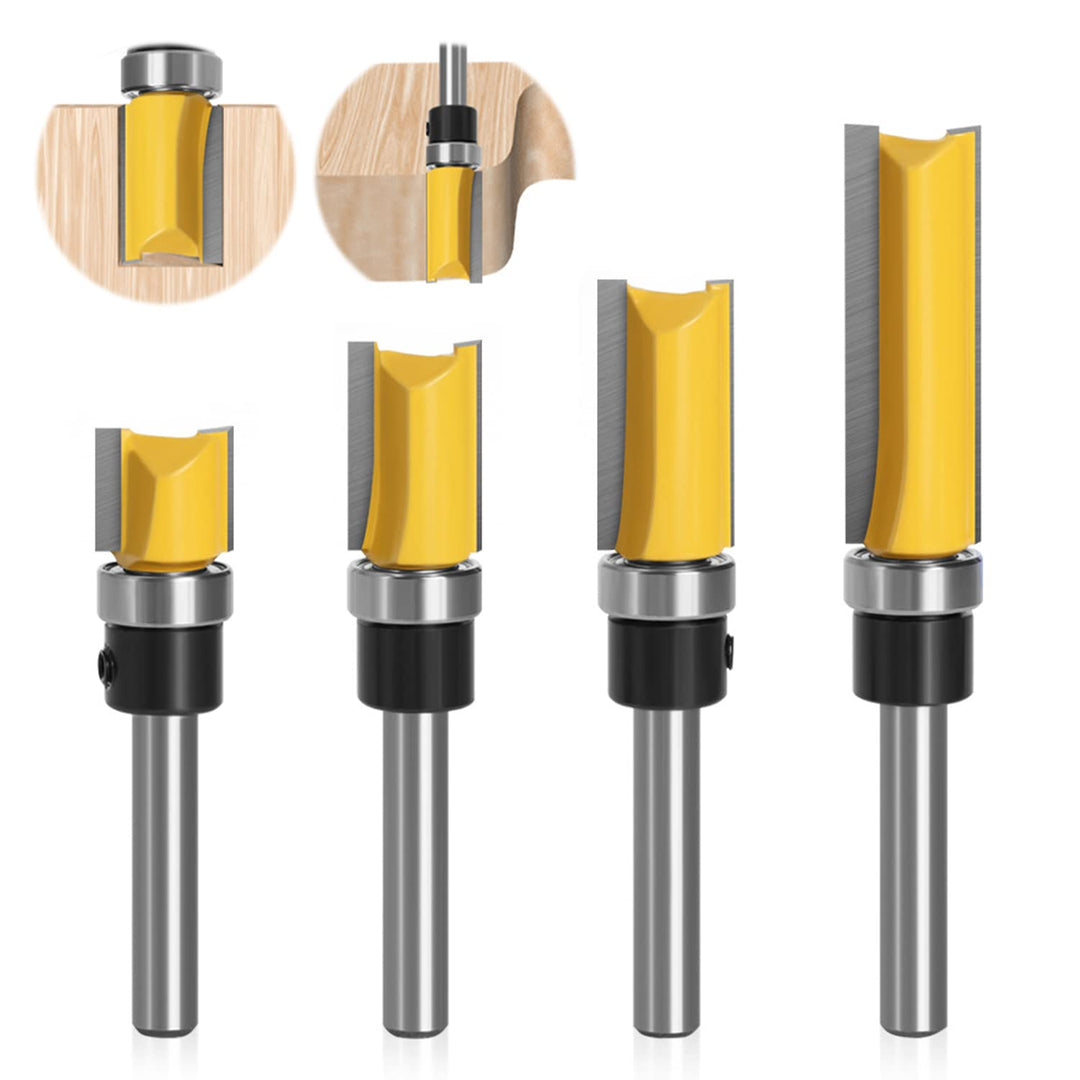 4 Stück 8mm Bündigfräser Schaft Fräser Oberfräser, 8 mm Schaft Bündigfräser, mit Kugellagern, Werkze