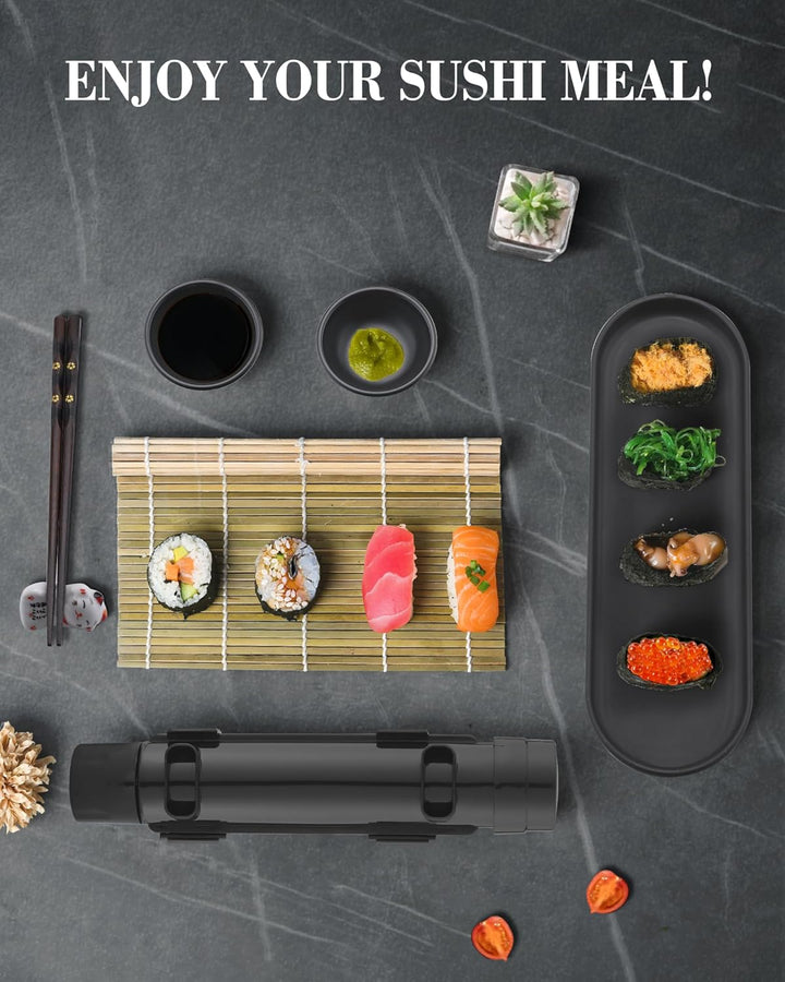 Sushi Maker Set, Sushi Set für Anfänger, Komplett Kit zum Selber Machen mit Sushi Bazooka, Bambus Ro
