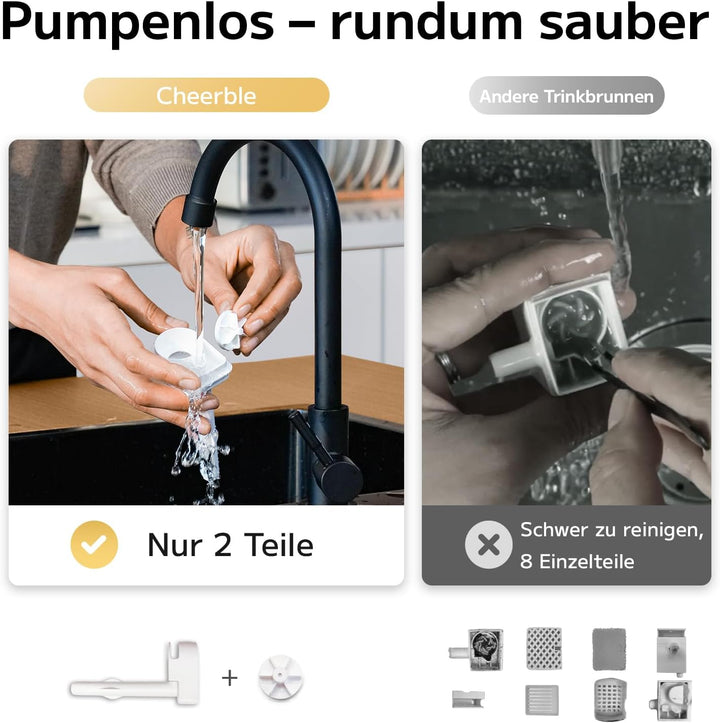 Cheerble D1 Pro Trinkbrunnen für Hunde, kabelloser Wasserspender Hund, pumpenlos mit MagDrive™ Techn