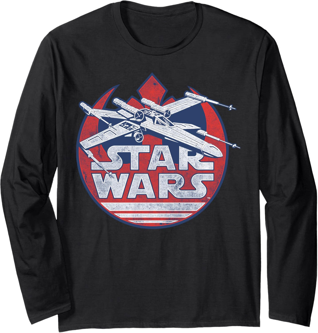 Star Wars X-Wing Rebel Logo Distressed Poster Langarmshirt