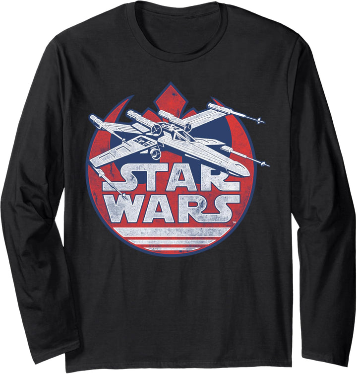 Star Wars X-Wing Rebel Logo Distressed Poster Langarmshirt