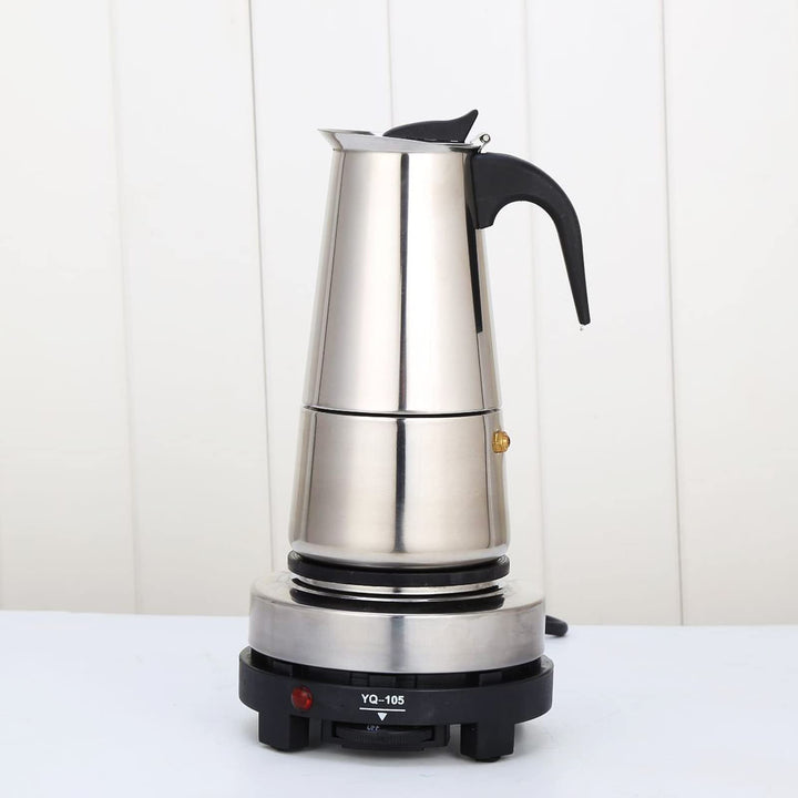 Espressokocher, 220V Edelstahl Elektrisch Kaffeekanne 4 Tassen Espressokanne, 200 ml Mokkakocher Kaf
