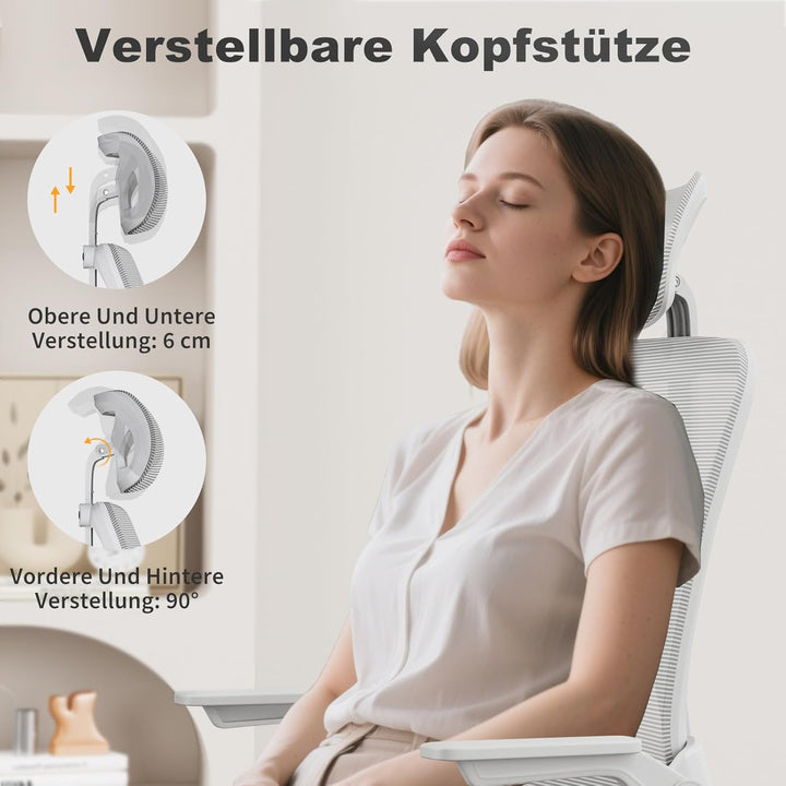 naspaluro Ergonomischer Bürostuhl, Schreibtischstuhl mit 90° Klappbaren Armlehnen, Einzigartige Lend