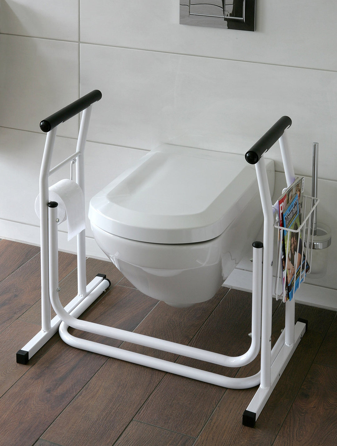 HeRo24 WC Aufstehhilfe – mobiles Toiletten-Stützgestell mit Haltegriff – Stützgriff für Bad &amp; WC – s