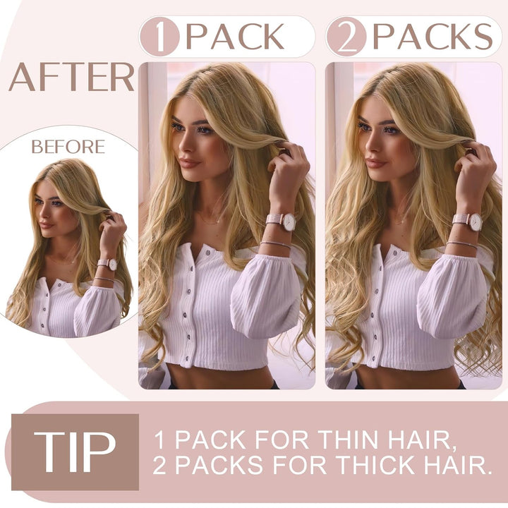 SEGO Haarteil Clip in Extensions Echthaar DICKER 1 Tresse 5 Clips Dicker Dichter Haarverlängerung 10