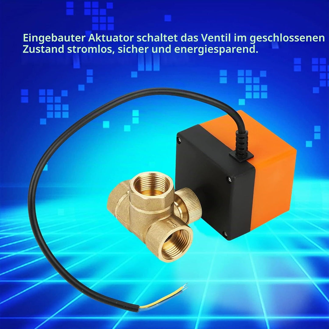 Elektrisches Gleichstromkugelventil, Messing 24V G3 / 4 3-Wege-Kugelhahn für Lüfterspule der Klimaan