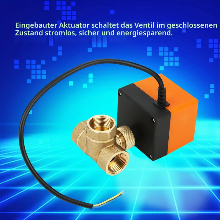 Elektrisches Gleichstromkugelventil, Messing 24V G3 / 4 3-Wege-Kugelhahn für Lüfterspule der Klimaan
