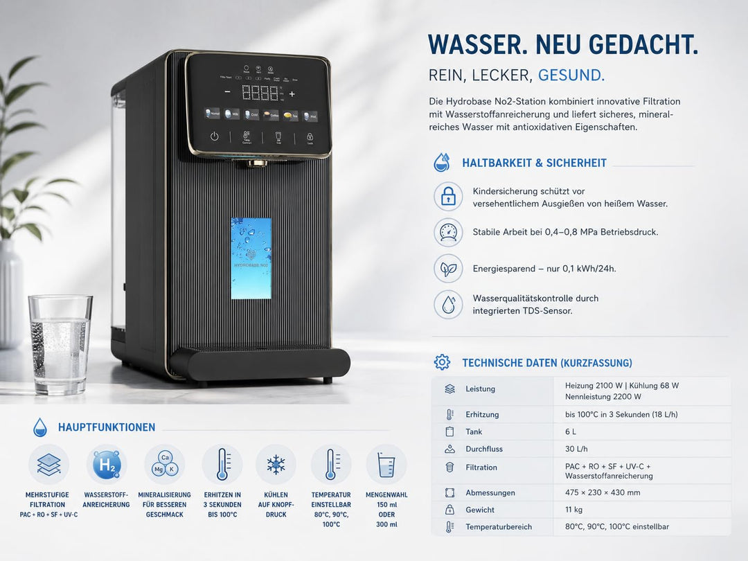 Osmoseanlage Mowo Aqua Wasserfilter Trinkwasser, Auftisch, Keine Installation, Heisswasserspender, U
