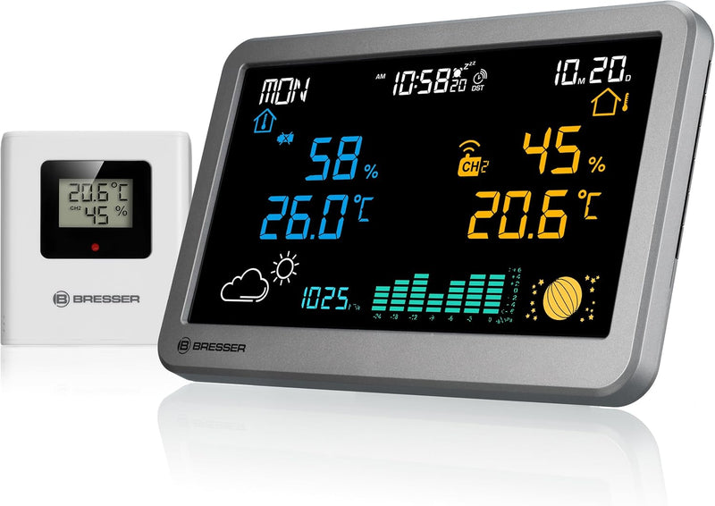 Bresser Funk-Wetterstation MeteoTemp TBH mit Temperatur- und Luftfeuchtigkeitsanzeige, Luftdruckhist