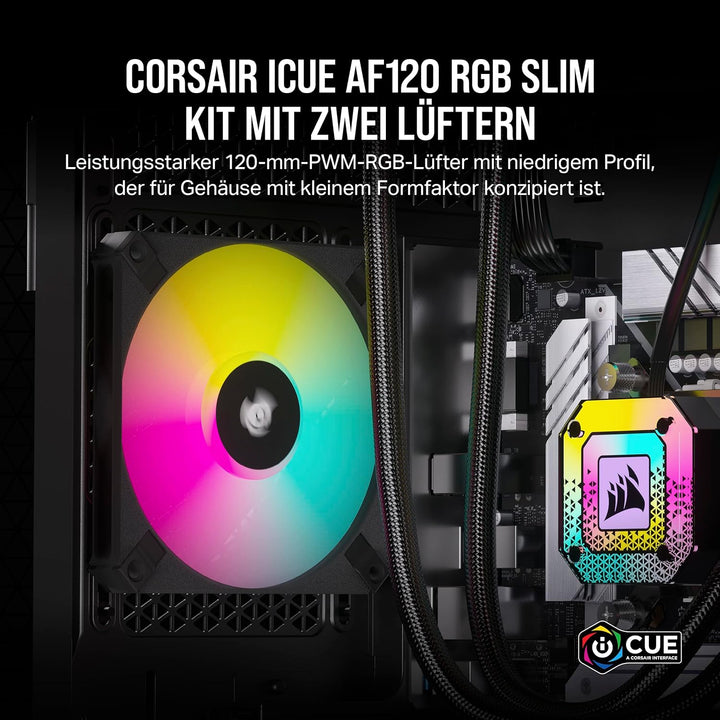 Corsair AF120 RGB Slim, 120-mm-PWM-Lüftersatz Mit Dynamischem Lager - Dünnes Profil Für Kleine Gehäu