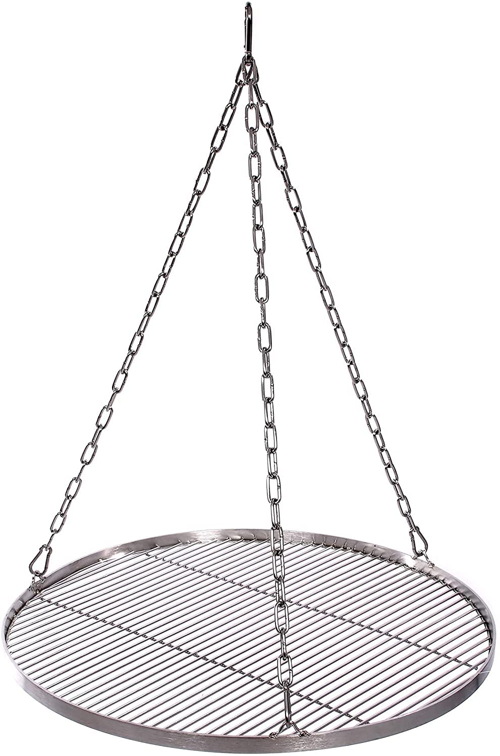 WiMi Grillrost Ø 55 cm mit Kette Edelstahl Grillstabdicke 4 mm Stababstand 10 mm für Schwenkgrill BB