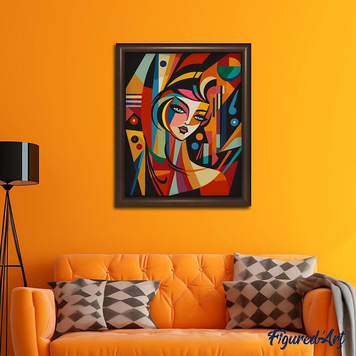 Figured'Art Malen Nach Zahlen Erwachsene Mit Rahmen Abstrakte Frau im Picasso Stil - Paint by Number