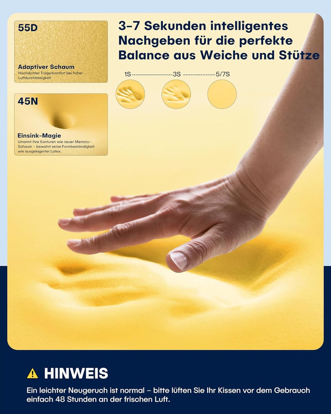 XSIVOD Orthopädisches Nackenkissen Kopfkissen - Ergonomisches Memory Foam Kissen mit Kühleffekt, Nac