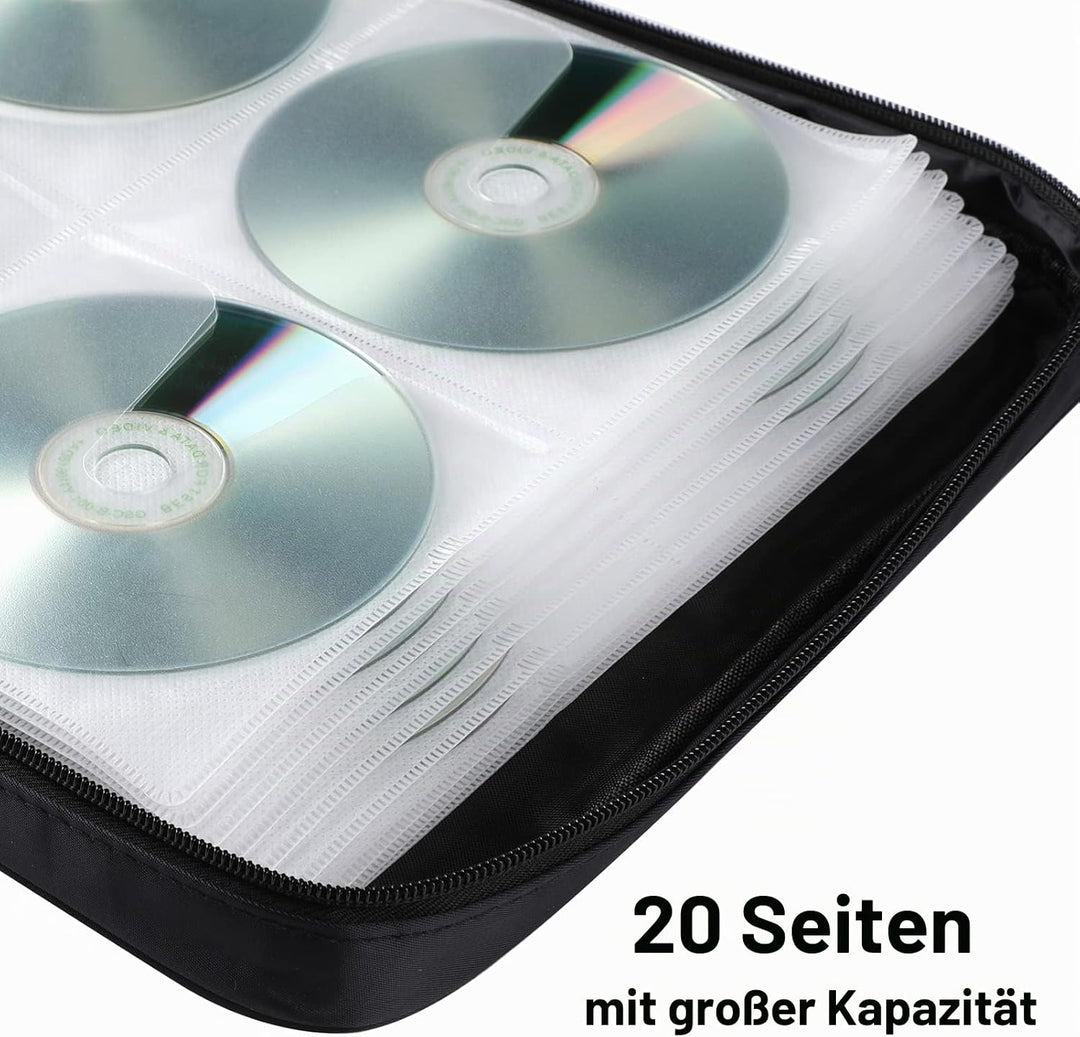 TIMCORR CD Tasche DVD Tasche Aufbewahrung, 160 Kapazität DVD Aufbewahrung CD Hülle DVD Hüllen Organi