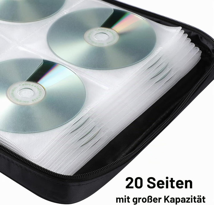 TIMCORR CD Tasche DVD Tasche Aufbewahrung, 160 Kapazität DVD Aufbewahrung CD Hülle DVD Hüllen Organi