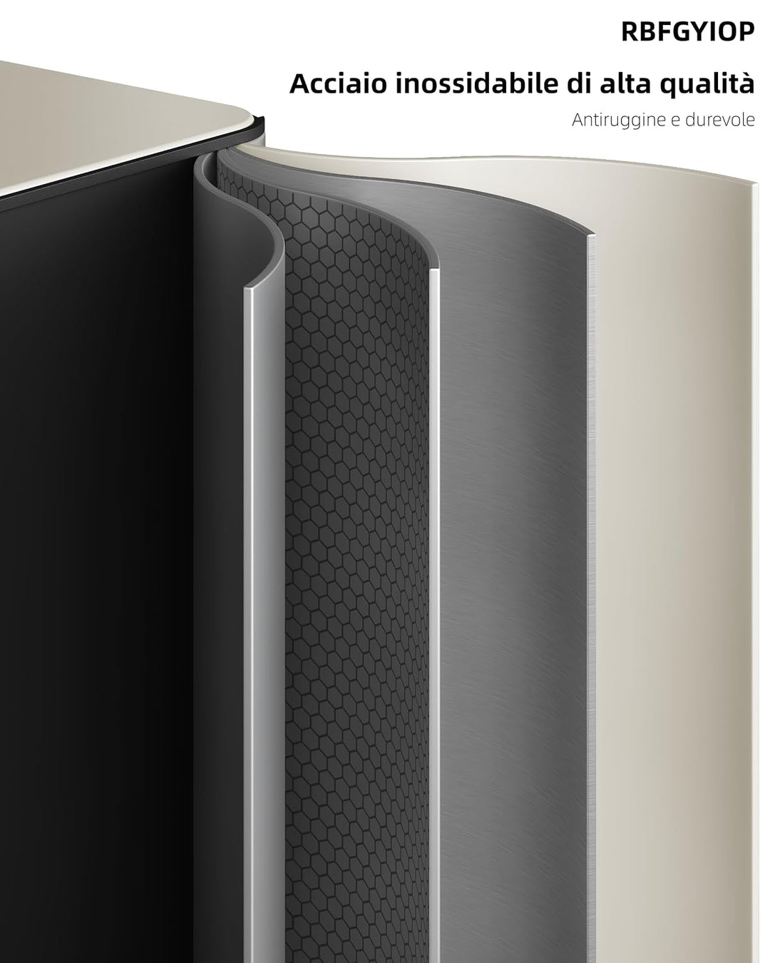 GarveeHome Mülleimer 3 Fächer 45L, Mülltrennsystem mit 3 x 15L Deckel aus Edelstahl, Treteimer Küche