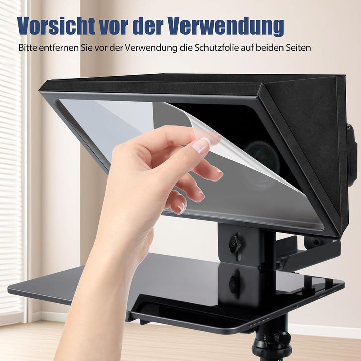 12" Teleprompter für Kamera, Metallrahmen mit optischem Glas