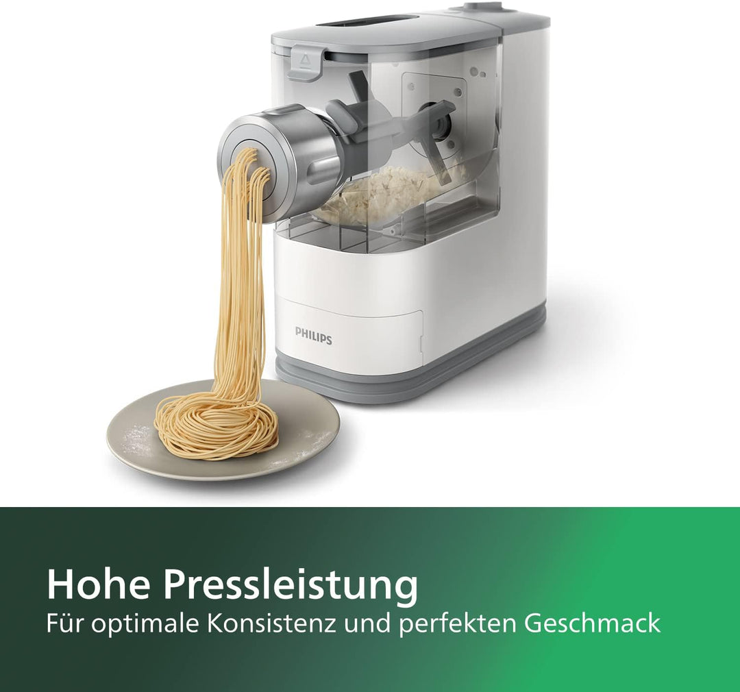 Philips Pastamaker – vollautomatisch, Wiegefunktion, 4 Formaufsätze, weiss/rauchgrau