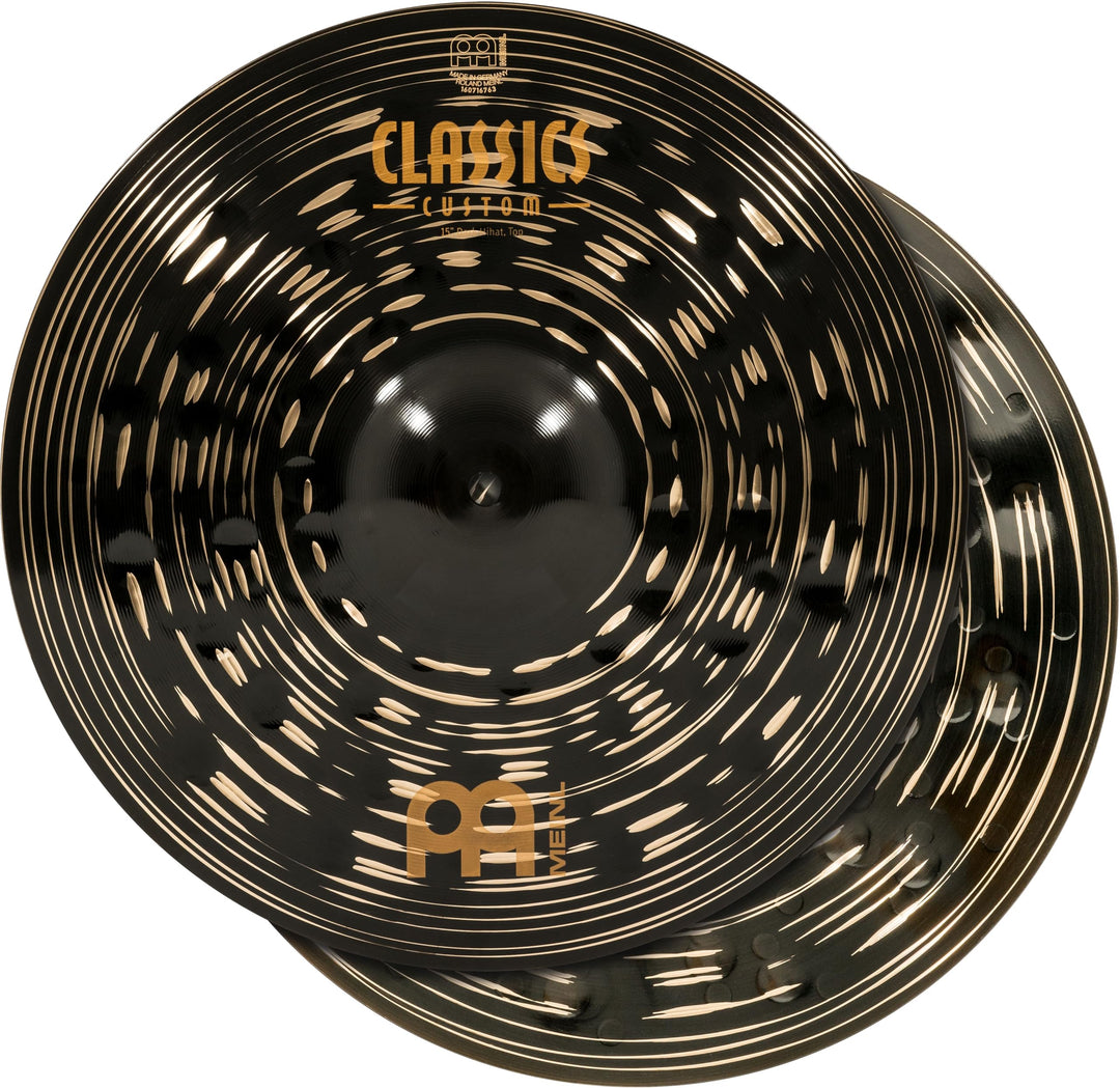 Meinl Cymbals Classics Custom Dark Hihat 15 Zoll (Video) Schlagzeug Becken – Paar – (38,10cm) B12 Br